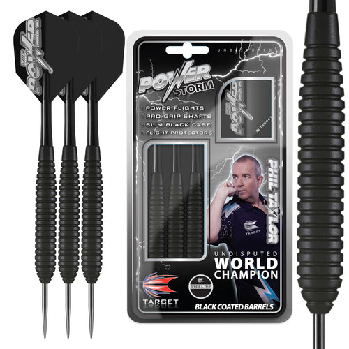 Target Darts Phil Taylor Power Storm Black 24G Brass Steel Tip Darts Set