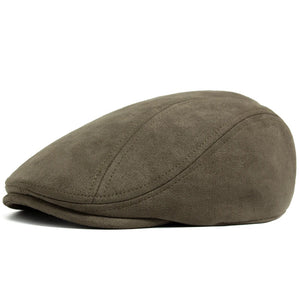 Mens Flat Cap - Winter suede style cap