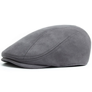 Mens Flat Cap - Winter suede style cap