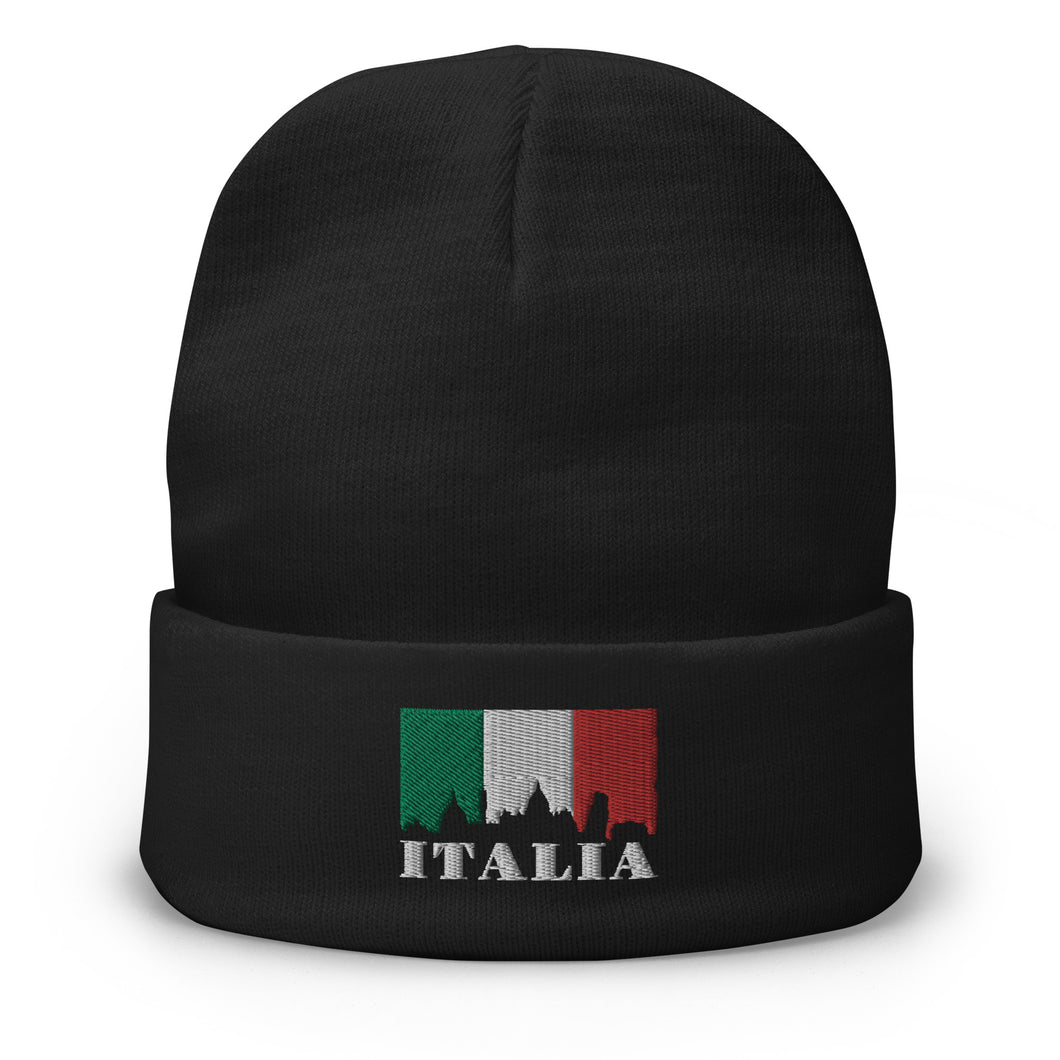 Italian Flag Embroidered Beanie - j and p hats 