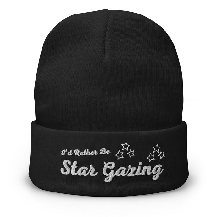 Id Rather Be Stargazing :Embroidered Beanie Hat 