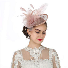 Load image into Gallery viewer, Flower Feather Headband Fascinator - Wedding Hat | j and p hats