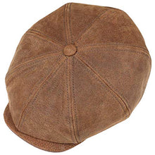 Load image into Gallery viewer, Stetson Leather Burney Hatteras Sports Beanie Flat Cap (XL/60-61 - Brown)