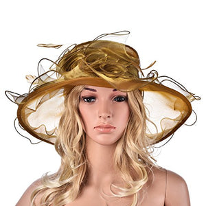 Lawliet Womens Ladies Organza - wedding hat (Gold) | j and p hats