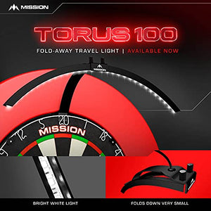 Mission Darts TOR100 Torus 100 | Dartboard LED Folding Portable Travel Lighting System, Sand Blasted Black