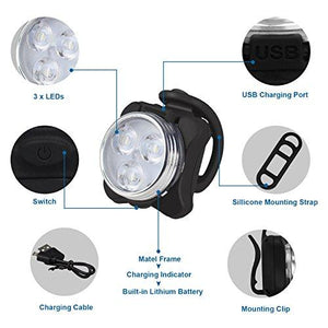 Bike Light Set, Super Bright USB Rechargeable Bicycle Lights - J and p hats Bike Light Set, Super Bright USB Rechargeable Bicycle Lights