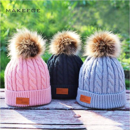 Children's winter knitted hats heavy knit with or without bobble great choice of colours-J and p hats -