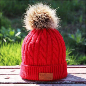 Children's winter knitted hats heavy knit with or without bobble great choice of colours-J and p hats -