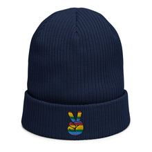 Load image into Gallery viewer, Peace Sign Gay Pride Beanie | j and p hats 