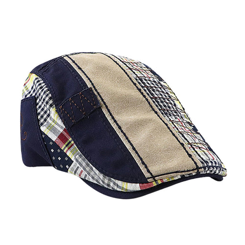 Flat Cap for Men - mens Patchwork Flat Cap