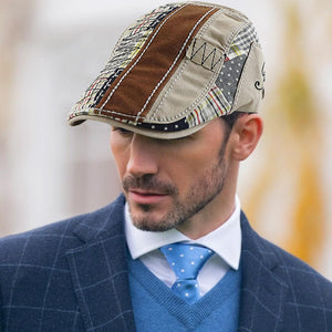 Flat Cap for Men - mens Patchwork Flat Cap