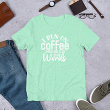 Load image into Gallery viewer, i run on coffee and cuss words Shirt | j and p hats 