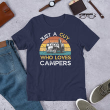 Load image into Gallery viewer, Just A Guy Who Loves Campers T shirt - J and P Hats 