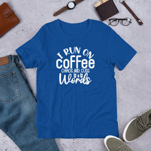 Load image into Gallery viewer, i run on coffee and cuss words Shirt | j and p hats 